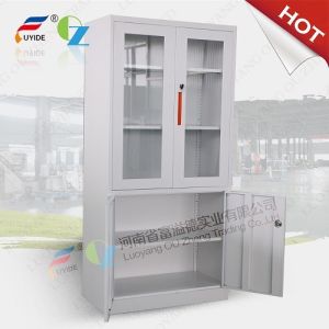 China Steel cupboard FYD-W012,four door,two handle,one lock,glass door,two adjustable shelves on sale