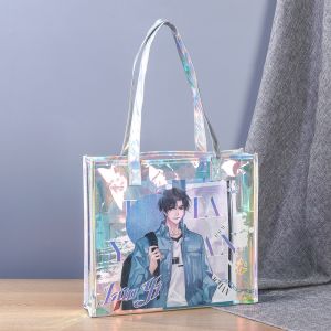 Shiny Plastic Shopping PVC Bag Laser Transparent Holographic Iridescent Womens