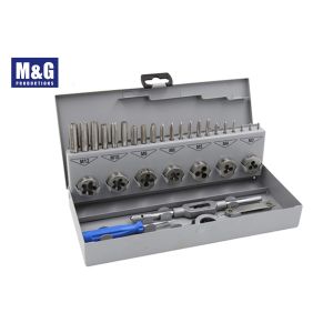 China DIN 352 and DIN 223 HSS 32 Pcs Taps and Dies set including M3-M12 taps and Dies with wrench and Thread Gauge and Driver on sale China DIN 352 and DIN 223 HSS 32 Pcs Taps and Dies set including M3-M12 taps and Dies with wrench and Thread Gauge and Driver on sale