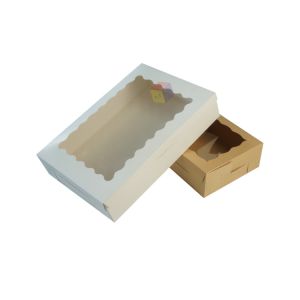 Recycled Customized Takeaway Food Packaging Brown Kraft Paper Dessert Boxes With