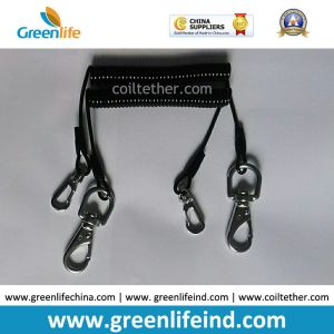 Flexi Tool Safety Coiled lanyard w/Stainless Steel Snap Hooks on each end for
