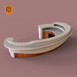 Acrylic Solid Surface Reception Desk Curved White Reception Desk