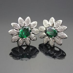 925 Silver Amethyst Cubic Zircon and Rhinestone Stud Earrings (E04)