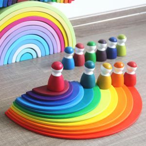 6cm Large Pastel Rainbow Stacker Nesting Rainbow Block Set
