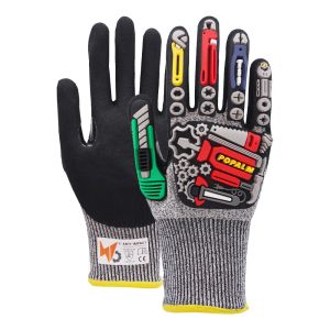 13 Gauge 4X43CP Nitrile Sandy Touchscreen Gloves With TPR Impact Protection