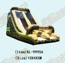 Children Fun Park Camuflage Grenn Inflatable Slide Rentals