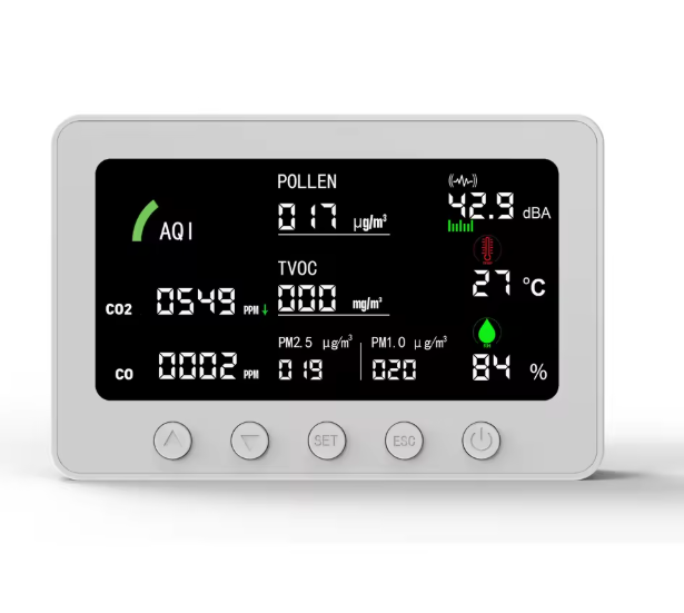 WiFi Smart Air Quality Monitor, Detects CO2, CO, TVOC, PM1.0 & PM2.5, Indoor Air