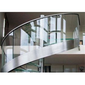 Cheap Indoor Custom Wood Stairs , Curved Staircase Construction For Large Commercial Office Spaces for sale