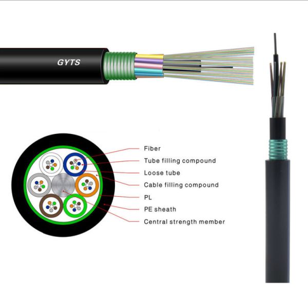 24 Core Direct Buried Outdoor Fiber Optic Cable GYTS Single Mode