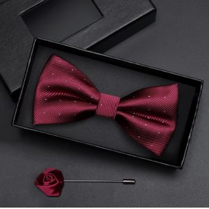 Wholesale Red Polyester Solid Color Bowtie Wedding Bow Ties for Men Custom