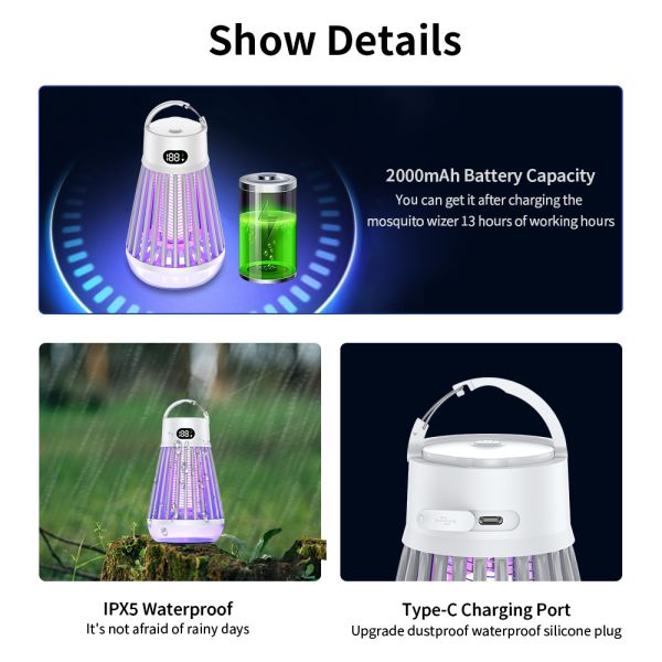 3-In-1 Mosquito Killer Lamp Outdoor Camping Light Charging Night Light Home Mosquito Catcher