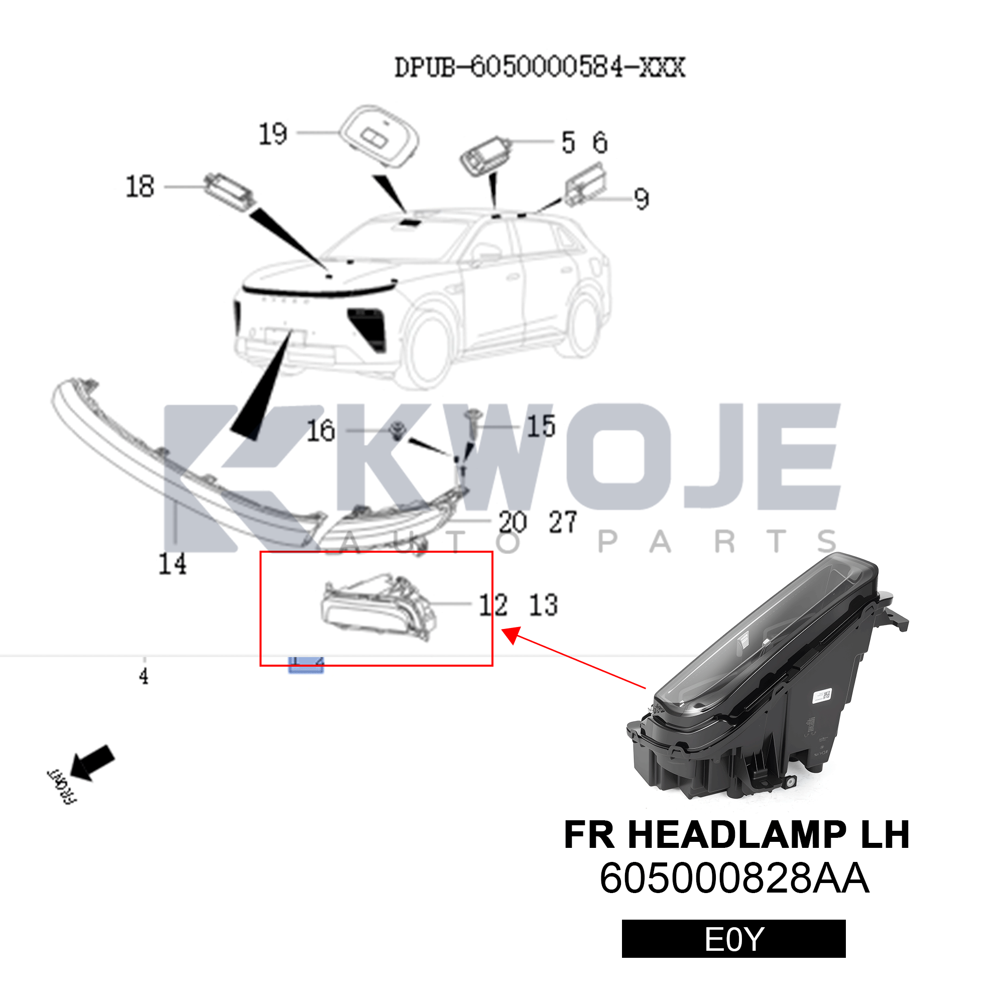 605000828AA Car Headlights Left Head Lamp Assembly LED For Exeed ET