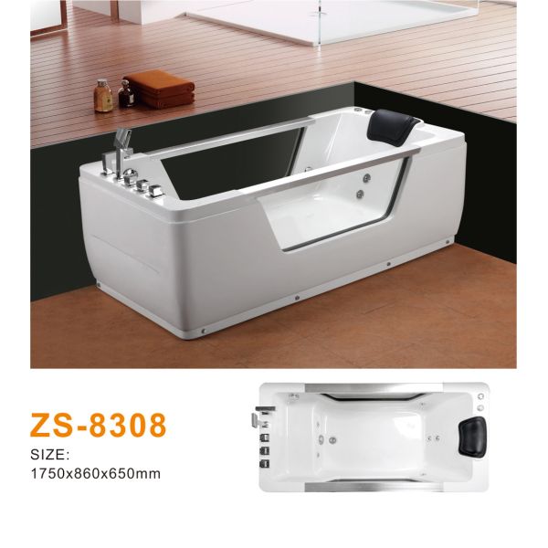 Premium Acrylic Freestanding Hydro-Massage Bathtub With Multi-Directional Jets For Targeted Relief