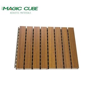 China Easy Install Decorative Oak Veneer Finish Acoustic Grooved Wood Panel For Office Building on sale