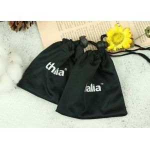Black Silk Printing Microfiber Sunglass Pouch With Drawstring Stretch Freely
