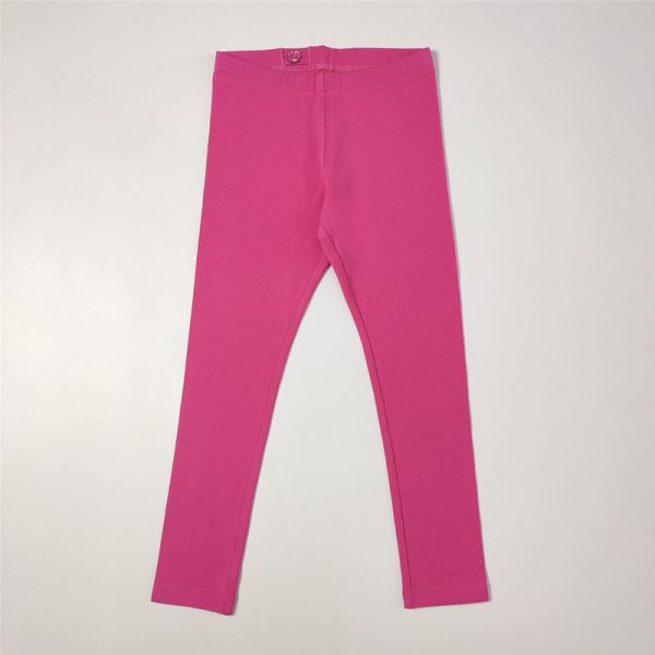 Anti-Wrinkle Knitted Cotton/Spandex Little Girl Leggings with Waistband Button