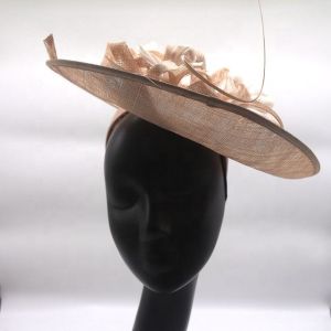 Stylish Sinamay Base and Feather Church Hat for Four Seasons in Dobby Style