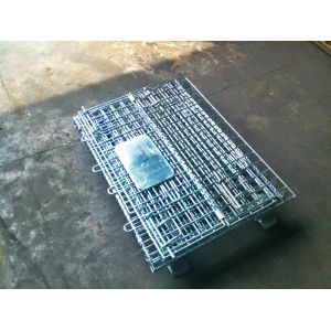 Heavy Duty Galvanized Foldable Wire Mesh Pallet Cage With Cold Drawn Steel