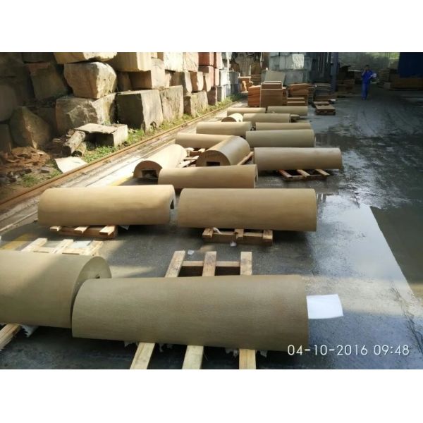 OEM Light Yellow Sandstone Carvings Porch Post Door Decorative Stone Pillar