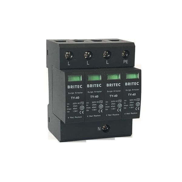 BR-40 Type 2 Black Surge Arrester Protection Device 3P+1 IP20 Lightning Thunder