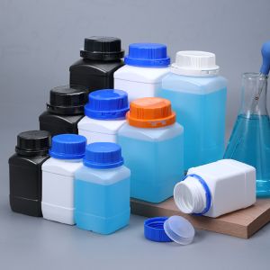 1L Liquid Powder Solid Gel Storage Plastic Square Bottles with Frost Surface Handling and Screw Inner Lid