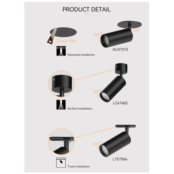 Plastic Black Surface Mounted Downlight 2700K-3000K-DTW Environmentally Friendly