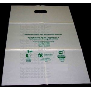 China Compostable biodegradable poly plastic black gold die cut handle shopping packaging bag with custom logo PLA PBAT PACK on sale