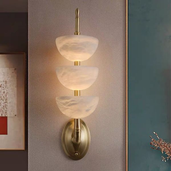 White marble led round and long and plating gold wall lamp for hotel