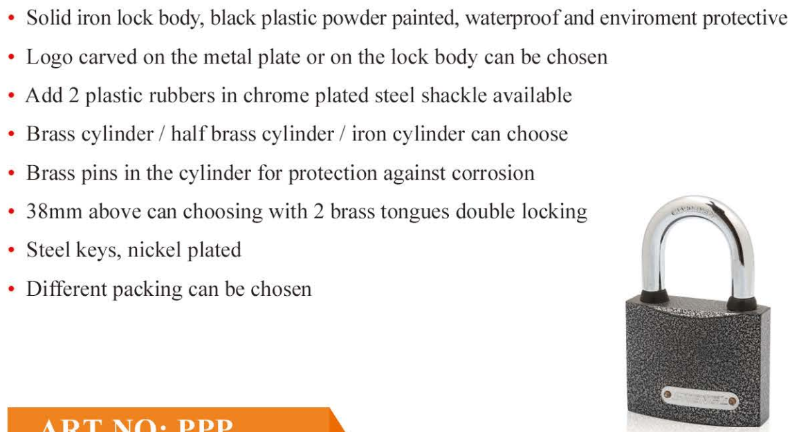 Plastic Painted Iron Padlock High Security Padlock 5 Year Guarantee Customized Logo