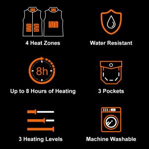Unisex Winter 4 9 11 Zone Heating Gilet Waistcoat Thermal 3 Ajustable Temperatur