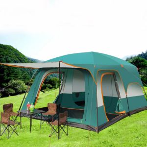 210D Double Layer Camping Family Tent 3000mm Pu Coating Tent Waterproof