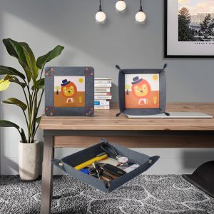 Sublimation Leather Trays Blanks Foldable Square Denim Fabric Desk Storage