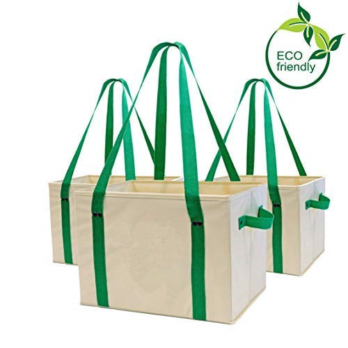 Quality Heavy Duty Collapsible Recycle Shopping Bags With Fold Up Reinforced Bottom wholesale