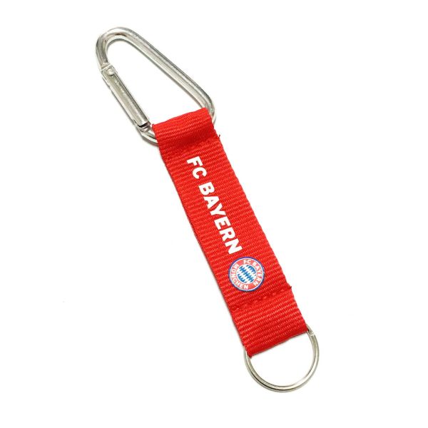 Red Durable Carabiner Key Chain With Silk - screen Printing Logo Polyester