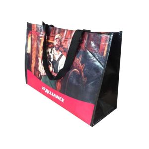 Waterproof Recycled Laminated PP Woven Shopping Bag 33x44x20cm
