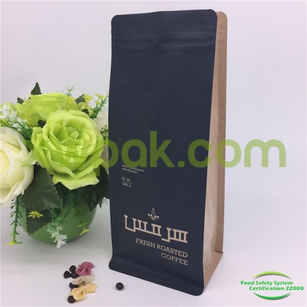 Quality Custom Printed Aluminum Foil Block Bottom Bags / Side Gusset Coffee Packaging Bags With Valve wholesale