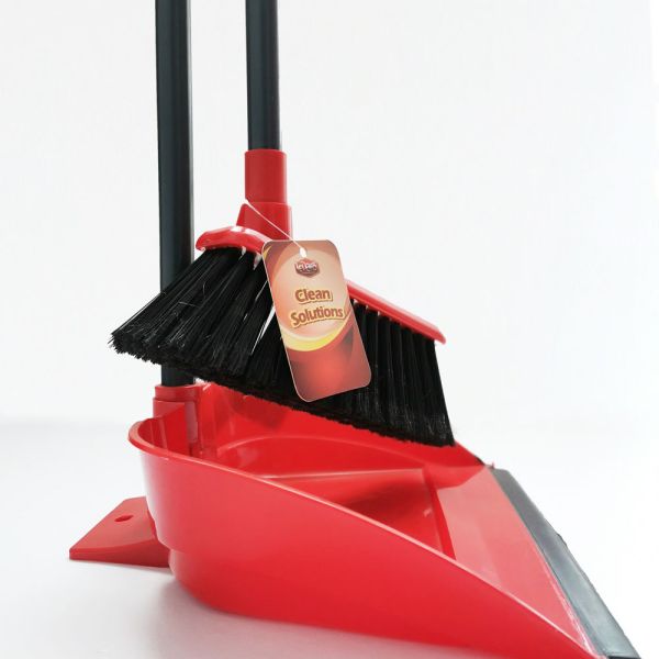 Long Handled Broom Dustpan Set Upright Standing Sweep Home Office Clean