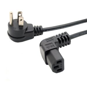 Cheap Flat Nema 5-15P to IEC 320 C13 Down Angled Power Cord for LCD LED Wall Mount TV 3ft for sale
