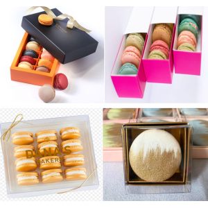 Food Safe Macaron Paper Box Packing Macaron Plastic Box Drawer Style