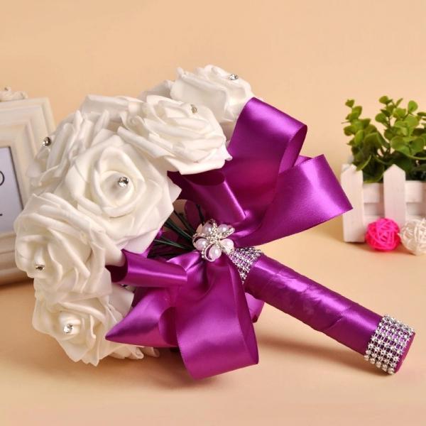 Wholesale Bride Hand Flowers bridal bouquet foam rose artificial flower bouquet for wedding