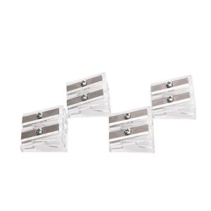 Double Hole Plastic 25mm Manual Pencil Sharpener Transparent