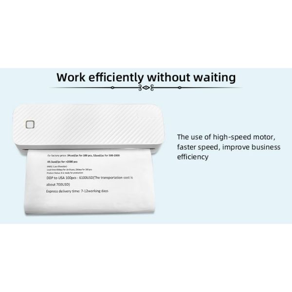 NO Color Print Speed Handheld Mini Portable Usb Thermal Printer Max Paper Size 210mm