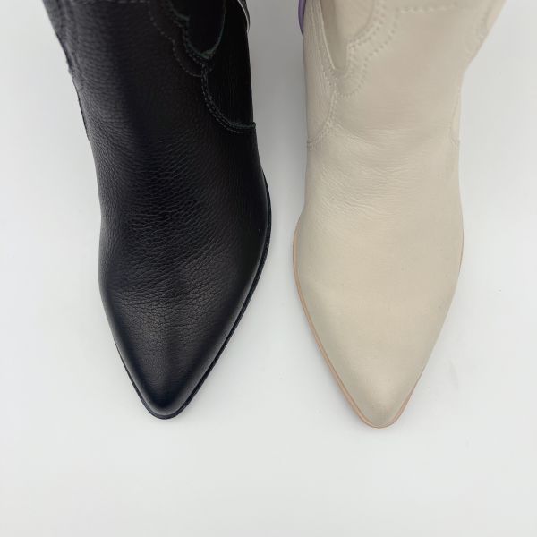 soft lychee grain leather Womens Dress Boots with sun embroidery pattern,Square abs chunky heel with TPR outsole