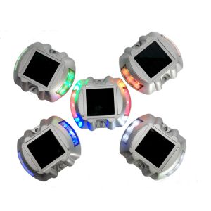 Aluminium PC Solar Road Stud with Red LED Reflector and Solar Charging