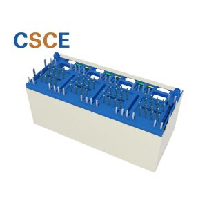 Phosphor Bronze 2 * 4 Port Stacked RJ45 Connectors Wifi Adapter Socket With Led