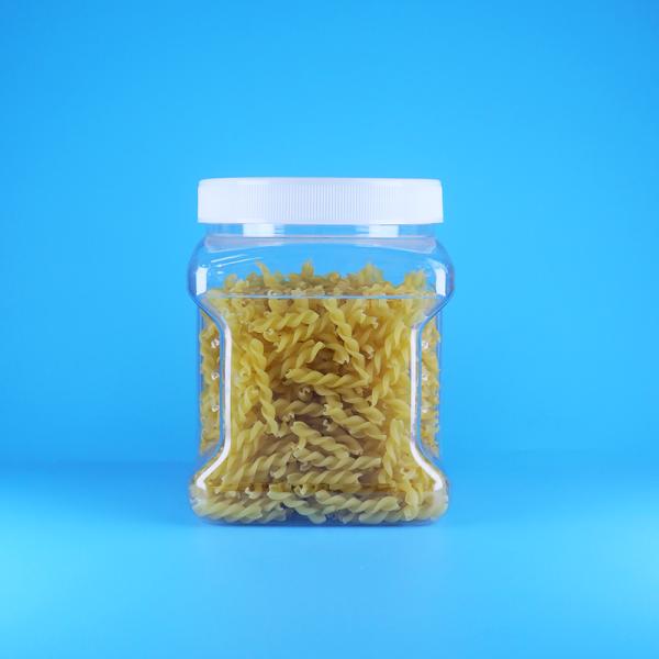 Quality Transparent Square PET Screw Flat Lid Plastic Grip Jars For Sponge Fingers Biscuits wholesale