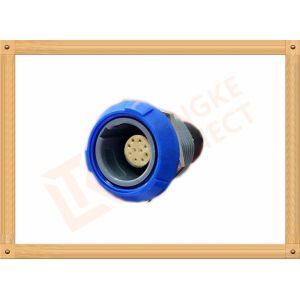 Blue Plastic Female Push Pull Circular Connectors / 10 Pin Circular Connector