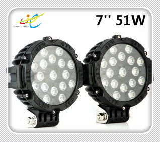 12V 24V Round work light 51W 6000k Auto led work light Black Yellow Red LED