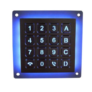 16 Keys Matrix Interface Metal Keypad Backlit SS Rugged Numeric Keypad For Kiosk