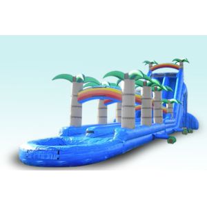 Light Blue 27FT Tropical Rush Inflatable Water Slides For Outdoor Plarground